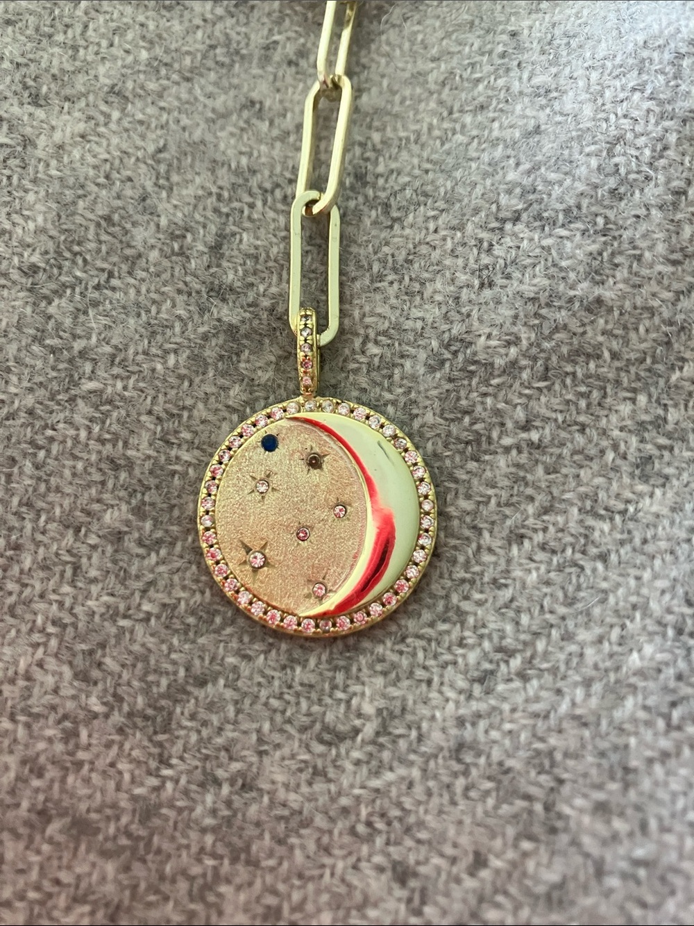 Melinda Maria Gold Moon Pendant Paperclip Y-Necklace. Never worn! - Picture 2 of 2